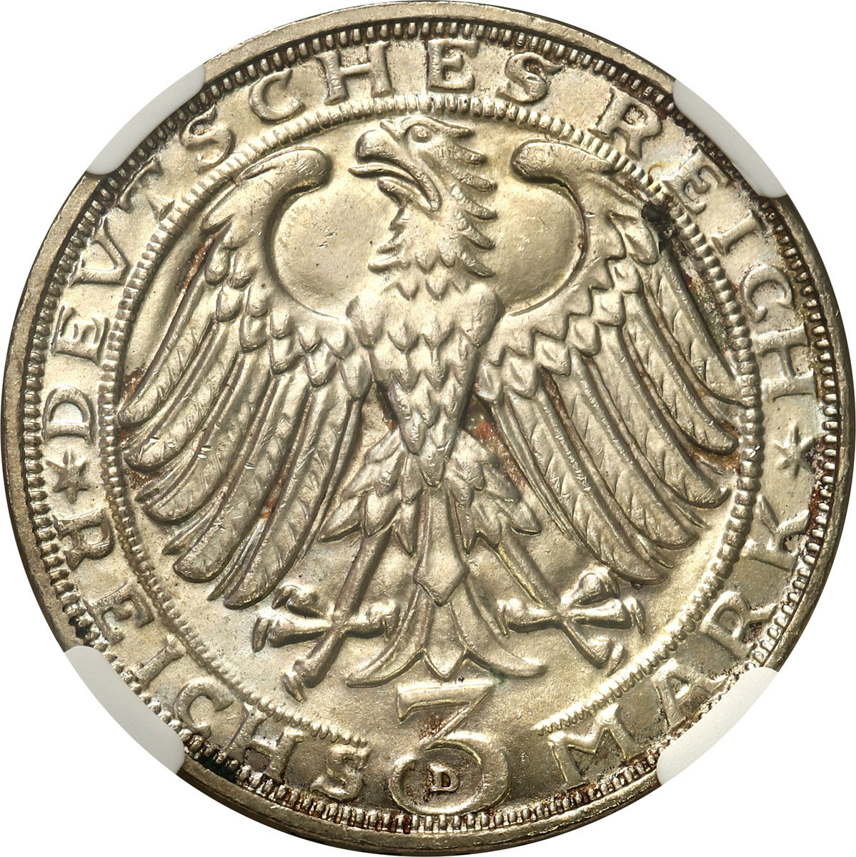 Niemcy, Weimar. 3 Marki 1928 D, Monachium NGC MS66 - PIĘKNE i RZADKIE